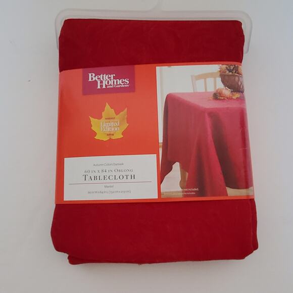 Better Homes Oval Tablecloth Red Damask 60x84 Christmas Holiday Winter New - Picture 3 of 10